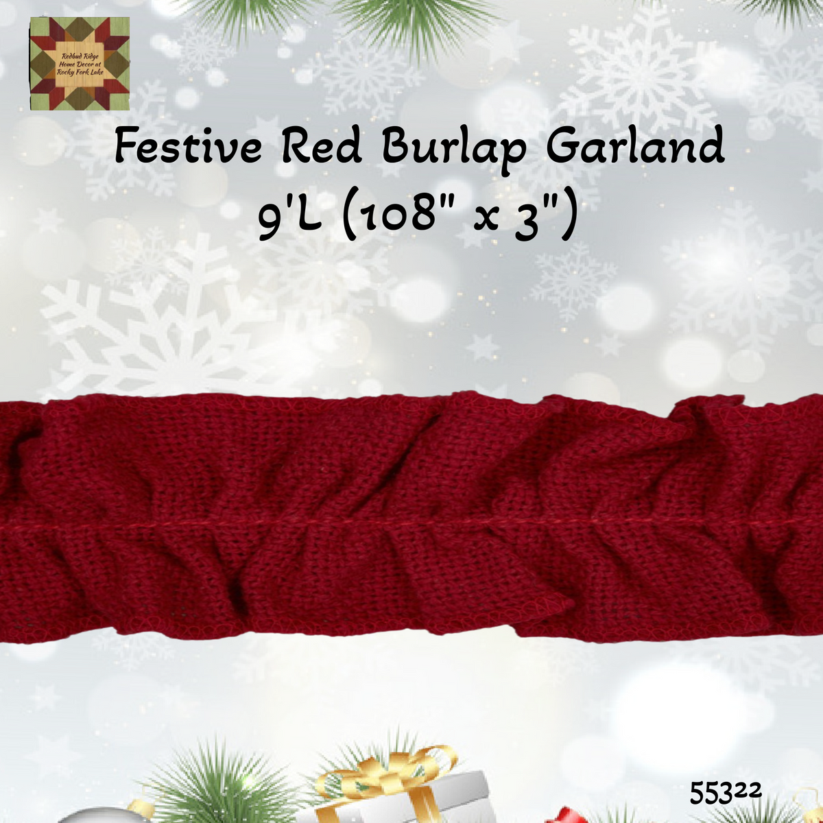 Festive Red Burlap Garland 9' – Redbud Ridge Home Decor