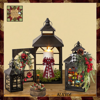 Rustic Black Arched Pane Iron Lanterns