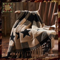 Black Check Star Woven Throw