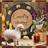 Primitive Country Folk Art COUNTRY BLESSINGS SHEEP WOOD PLATE