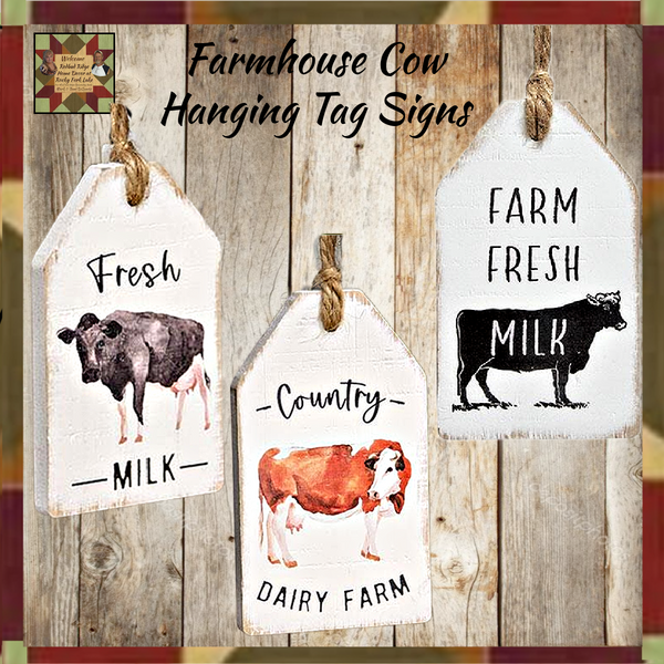 Farm Cow Wood Tags 3 Styles