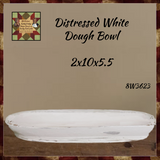 Distressed Wood White Dough Bowl 10"L