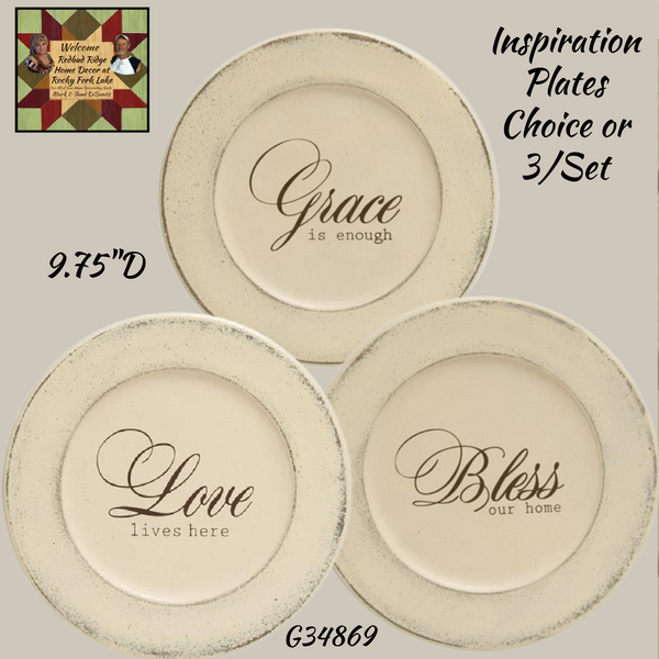 Inspirational Plates 9.75"D Grace Bless Love