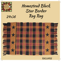 Homestead Star Border Multi Primitive Rag Rug