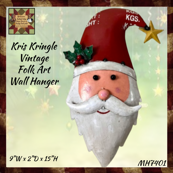 Recycled Vintage Folk Art Metal Kris Kringle