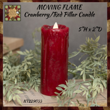 MOVING FLAME Cranberry/Red Pillar Candle 2x5