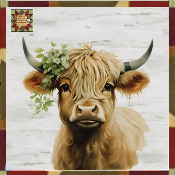 Highland Cow Portrait Block Sign