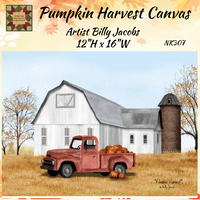 Pumpkin Harvest Red Truck 16"W Canvas