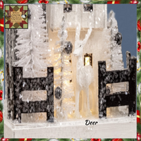 Snowy Covered Cream Lighted House with Deer by Ragon House