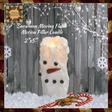 Snowman Lumpy Moving Motion Flameless Pillar Timer Candles