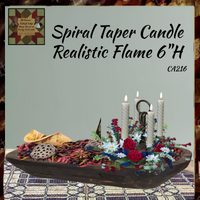 White Spiral 6" Taper Candles Realistic 3D Flame 2/Set