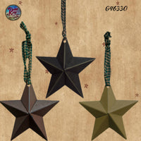 NEW 3" Hanging Primitive Stars 3/Set Black, Cranberry & Mustard 3D