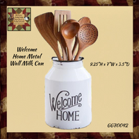 Welcome Home Metal Wall Milk Can