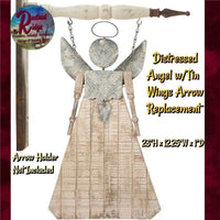 Primitive 23" Distressed Angel w/Tin Wings Arrow Replacement