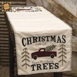 Red Truck Christmas Trees Runner 48"L