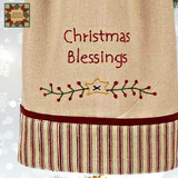 Christmas Blessings Embroidered Tab Towel