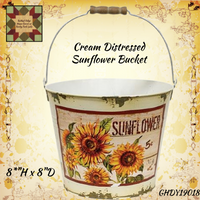 *Cream Distressed Sunflower Bucket