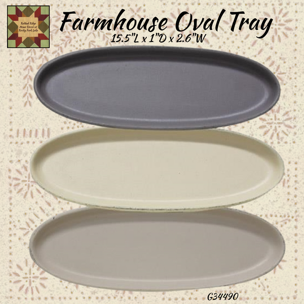 Farmhouse Oval Tray 15.5"L Cream, Gray or Stoneware