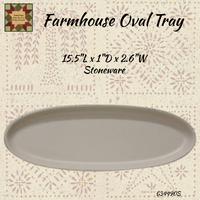 Farmhouse Oval Tray 15.5"L Cream, Gray or Stoneware