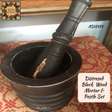 Black Distressed Wood Mortar & Pestle Set