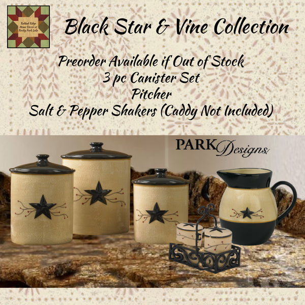 Park Designs 3-Piece Star Vine Canister Set, Cream/Black