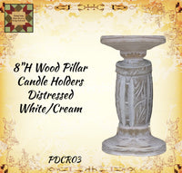 Distressed Wood Pillar Candle Holder 2 Sizes Available