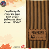 Pumpkins by the Pound Tea Dyed Black Ticking Embroidered Collection