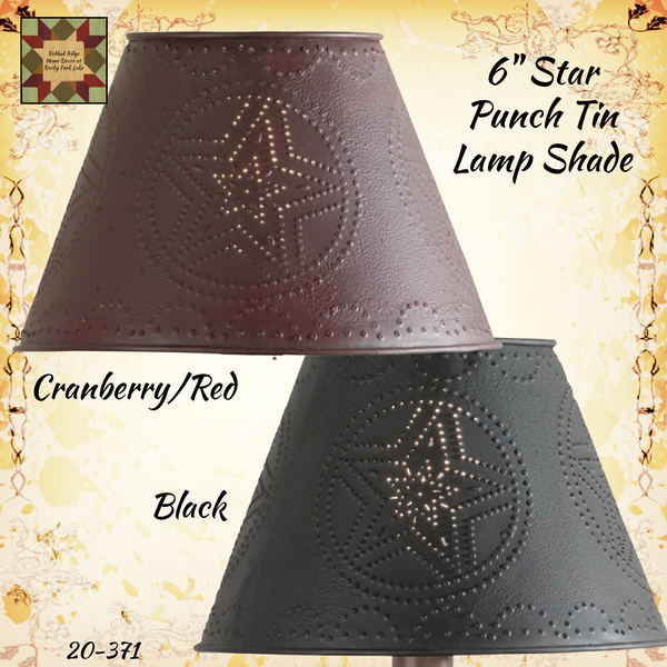 Lamp Shade Star Punch Tin Black or Cranberry 6 Clip – Redbud