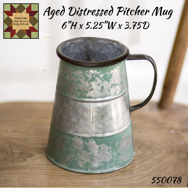 Metal Pitcher Mug Aged & Distressed – Redbud Ridge Home Decor