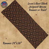 Lover's Knot Black Woven Jacquard Runner or Towels