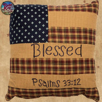 Patriotic Patch Blessed Pillow 7708 ~ Psalms 33:12 / 10" Square