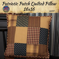 Patriotic Patch Quilted Pillow 16x16