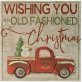 Primitive Folk Art Old Fashion Christmas Red Truck Box Sign Holiday